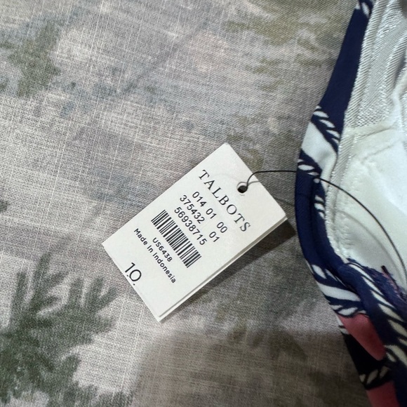 Talbots Pink and Blue One Piece Swimsuit with Ruching - Picture 6 of 7